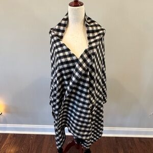 J. Crew Black and White Gingham Wool Wrap